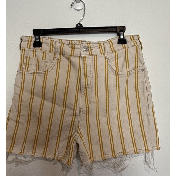 Anthropologie Pants - Anthropologie Pilcro Striped Denim Shorts 31 Womens High Rise Cutoff Distressed